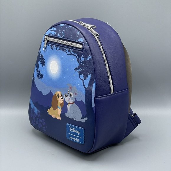 Loungefly Disney LADY AND THE TRAMP MOONLIGHT STROLL MINI BACKPACK NWT Bag - Picture 2 of 6